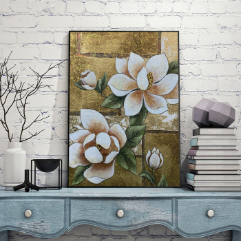 Handmade Texture Oil Painting View White flowers Abstract Art Wall Pictures Decoration
