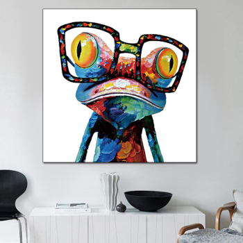 Wholesale Custom multi-panel Dog with Glasses Framed Paintings New wall art Canvas Poster for other home decor