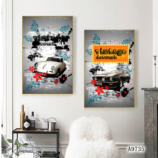 Modern Frameless Cartoon Car Wall Art Home Decoration Painting Oil Painting 2 Living Room Pictures