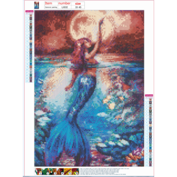 Custom Mermaid AB Round Crystal Rhinestones Diamond Painting 5D full drill Painting of A Diamond for adult