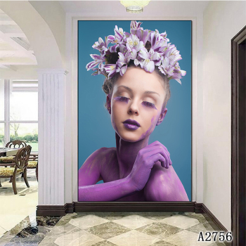 Großhandel benutzerdefinierte neue Multi-Panel Schönheit Dame und Blume andere Wandmalereien Kunst auf Leinwand