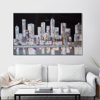 100% hecho a mano vista de la ciudad pintura abstracta cuadro de arte moderno para sala de estar arte de lienzo moderno de alta calidad
