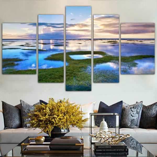 Modern five printed landscape painting living room sofa background canvas decoration painting