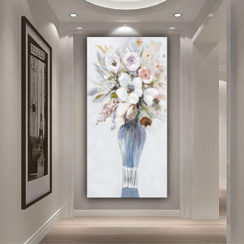Handmade Texture Oil Painting Blue vase Abstract Art Wall Pictures for Home Office Decoration