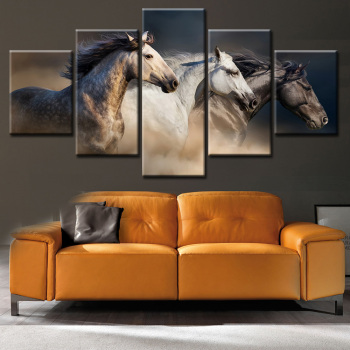Nueva llegada HD 5 Panel Impresión de lienzo Pintura Pintura de caballo hermoso para decoración de arte de pared