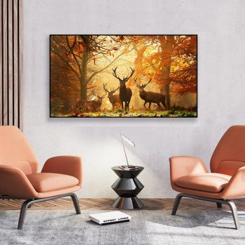 Decorative family painting, home hotal decor canvas painting, forest deer picture modern wall art painting