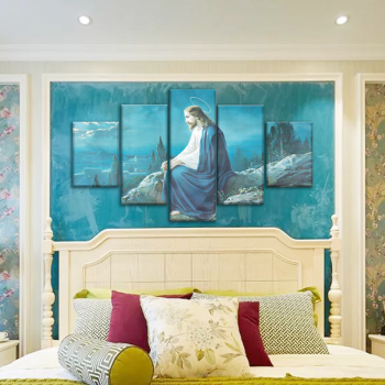 Venta al por mayor, personalizado, de múltiples paneles, cristianismo, Jesús, pinturas enmarcadas, nuevo cartel de lienzo de arte de pared para decoración del hogar