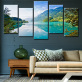 Home Wall Decoration Green Mountains And Water Blue Sky Realistic Landscape Painting 5 Oil Painting Spray Painting