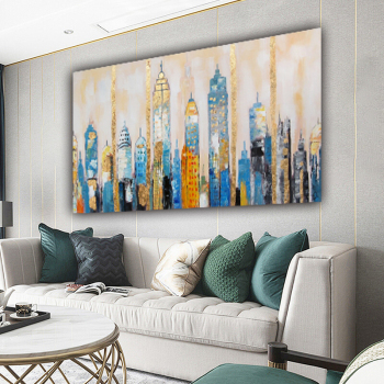 Fantastic artistic artwork abstract modern urban landscape handmade art oil painting