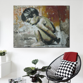 Realismus-Stil Handgefertigte Kunst-Leinwandmalerei Bare Boy Ölgemälde Wand Für Wohnzimmer Wohnkultur Kunst