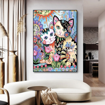Decoración de pared del hogar arte 5d Diy diamante pintura mamá y bebé gato completo taladro Animal imagen bordado diamante pintura