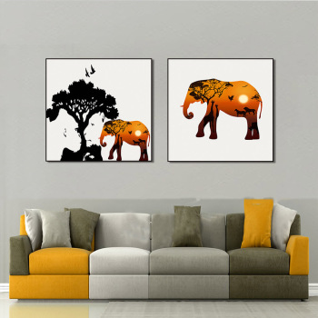 Modern Frameless Elephant Wall Artist Painting Oil Painting 2 Drawing of Living Room