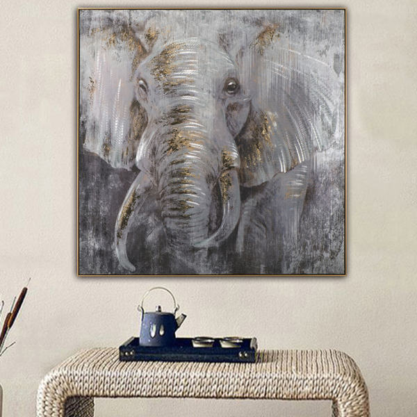 Handmade Oil Paintings 3D Grey elephant Abstract Panting Animal Canvas Wall Art For Home Decor