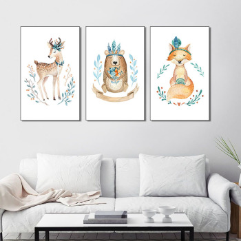 Animal renard affiche impression moderne wapiti Art toile peintures pépinière chambre décor
