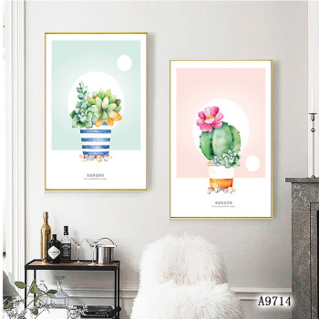 Modern Frameless Cactus Printing Wall Art Home Decoration 2 Living Room Pictures