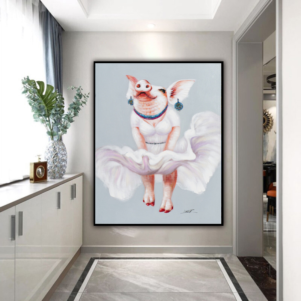 Colourful pig Animal Handmade oil painting on the Canvas factory directly sale