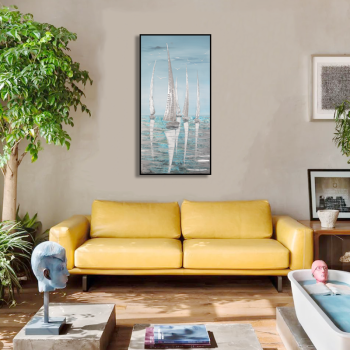 Home decor metal sea scenic painting, handmade beautiful oil painting on canvas