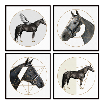 Wholesale Custom Horse Framed Paintings New wall art Canvas Poster for home decor