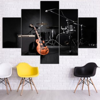 Instrument de musique moderne guitare fond noir décoration de la maison affiche salon mur Art toile peinture à l'huile