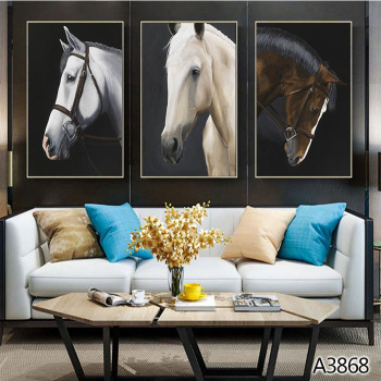 3 paneles caballo giclee lienzo arte de la pared pintura en lienzo pinturas de pared personalizadas obra de arte pintura decoración de la pared de la sala de estar