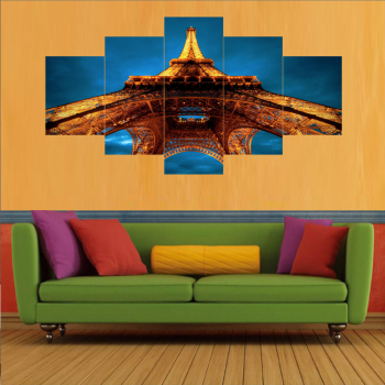 Modern Frameless Golden Light Eiffel Tower Printing Wall Art Home Oil Painting Decoration 5 Living Room Pictures