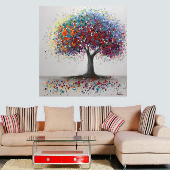 Hot sale colorful tree picture abstract oil painting, art handmade oil painting for Living Room Hot sale colorful tree picture abstract oil painting, art handmade oil painting for Living Room