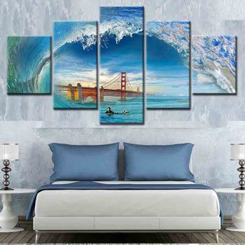 High quality art paintings print bridge under the waves theme print oil painting