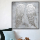 Custom handmade quality canvas artwork handmade painting, angel wings silver abstract oil painting from photo