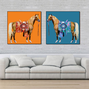 Modern Frameless Galloping Horse Chinese Style Printing Wall Art Home Decoration 2 Living Room Painting