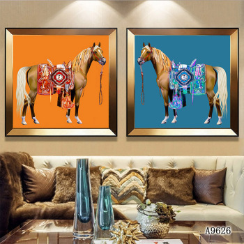 Moderno caballo galopante sin marco estilo chino impresión arte de pared decoración del hogar 2 pintura para sala de estar
