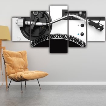 Modern Frameless Black And White Metal Mechanical Disc Music Instrument Canvas Wall Art 5 Combination Painting Home Decor Oil
