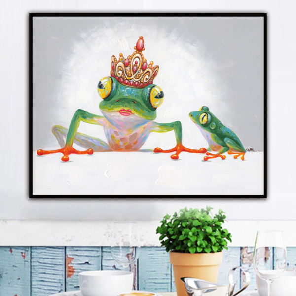 Handmade Painting for Room Decor Hand painted Color Frog Animals Canvas Painting