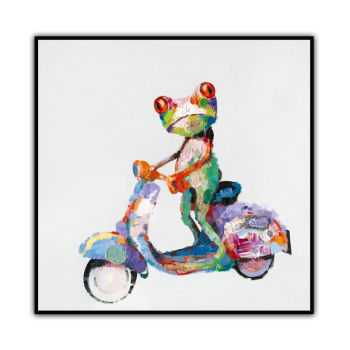 Décoration murale faite à la main grenouilles sur des motos toile abstraite Art peinture à l'huile décor décoration murale
