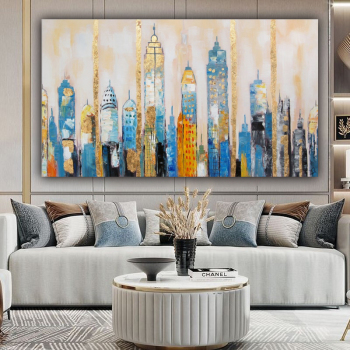 Fantastic artistic artwork abstract modern urban landscape handmade art oil painting