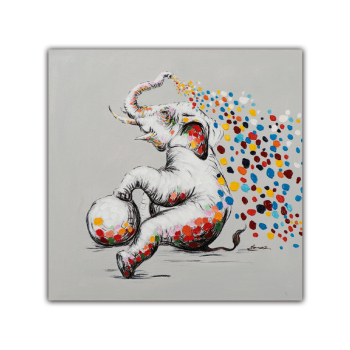 Animal Art Paintings Handmade Bright-coloured Elephant play ball Oil Paintings for Wall Decor Animal Art Paintings Handmade Bright-coloured Elephant play ball Oil Paintings for Wall Decor