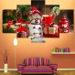 Wholesale Custom Christmas Gifts multi-panel Framed wall art Paintings New Santa Claus Canvas Poster for home decor