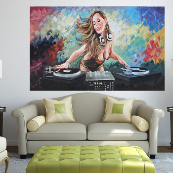 Customized accepted playing music girl new handmade oil painting for hotel home decor