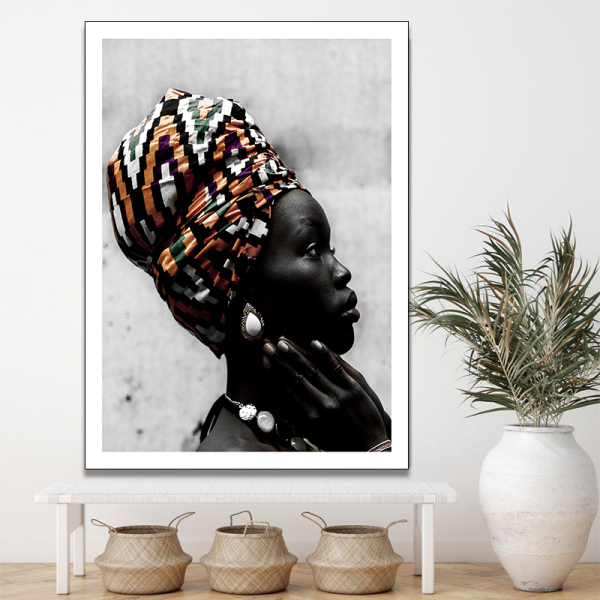 OEM stretched home decorative frameless canvas wall painting, Africa women portrait picture paintings wholesale