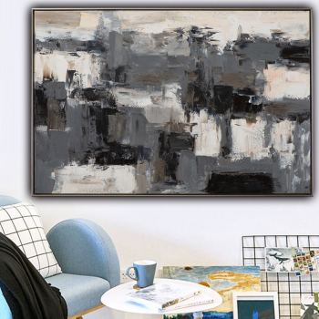 Modern Abstract Handmade Oil Painting Black And White abstract Canvas Painting Bedroom Hotel Decoracion Unframed