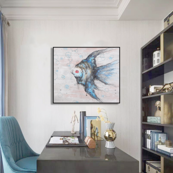Excellent quality abstract fly fish handmade oil painting, handpainted canvas oil painting