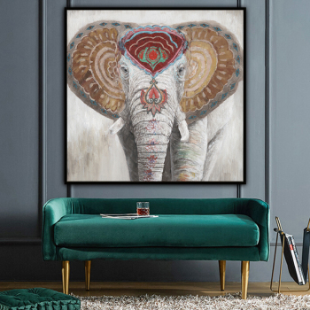 High Quality Animal Art Handmade African Elephant home Oil Painting on Canvas