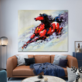 Pintura al óleo abstracta pintada a mano animal retrato de caballo decoración de pared siete artes de pared imagen para sala de estar