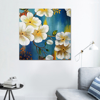 Wholesale Custom White Flower Home Accessories Canvas Painting Handmade Oil Painting for home decor
