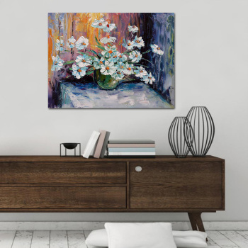 oil painting abstract art acrylic paintings flowers with vase wall decor pictures for living room hall decoration painting