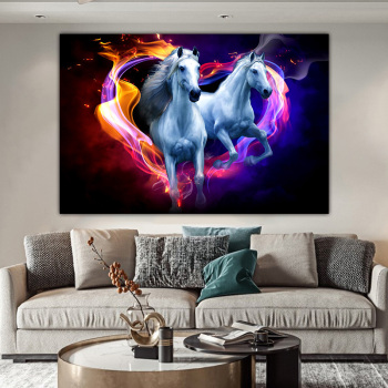 Room wall art animal colored running horse oil painting sofa background modern decorative painting