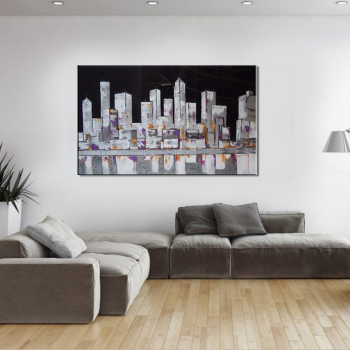 100% hecho a mano vista de la ciudad pintura abstracta cuadro de arte moderno para sala de estar arte de lienzo moderno de alta calidad