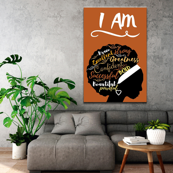 Africa person portrait picture frameless  painting, Black woman image canvas wall decoratives painting