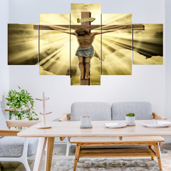 God Jesus Frameless 5 Canvas Wall Art Combination Painting Home Decoration Oil Painting