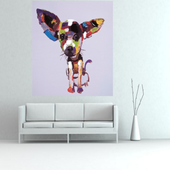 Cute puppy lovely animal wall art picture pop art hand painting on canvas for kids boy's room