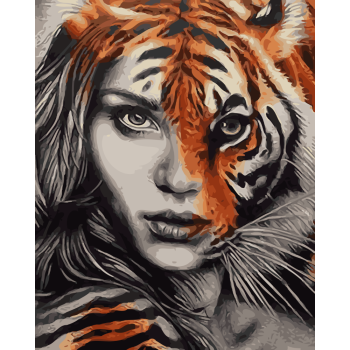 Tiger Girl Face Diy pintura por números pintura acrílica abstracta animal colorido lienzo pintura colorear por número dibujo
